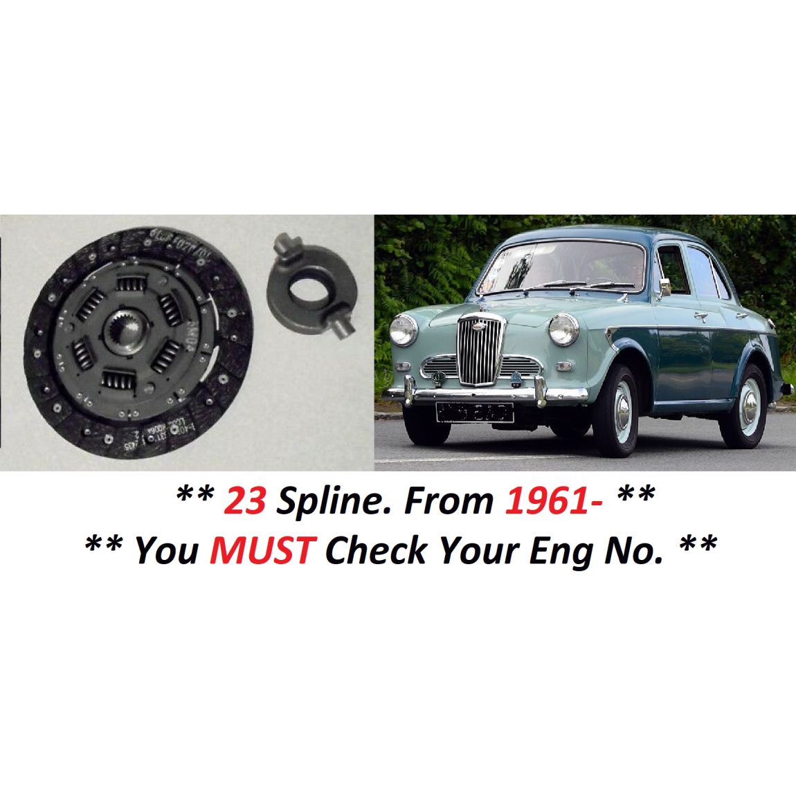 CLUTCH PLATE & RELEASE BEARING (Wolseley 1500 Saloon) (**From 1961- 65**) 
